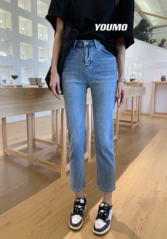 New year in early spring! [plain blue] fashion elastic straight jeans 092# LSL