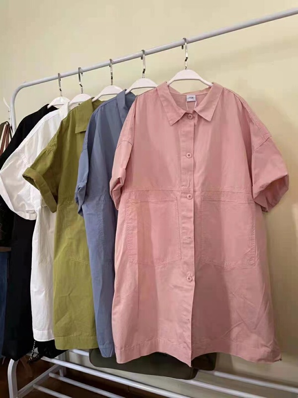 [starting point] single breasted loose and comfortable dress 5199# L