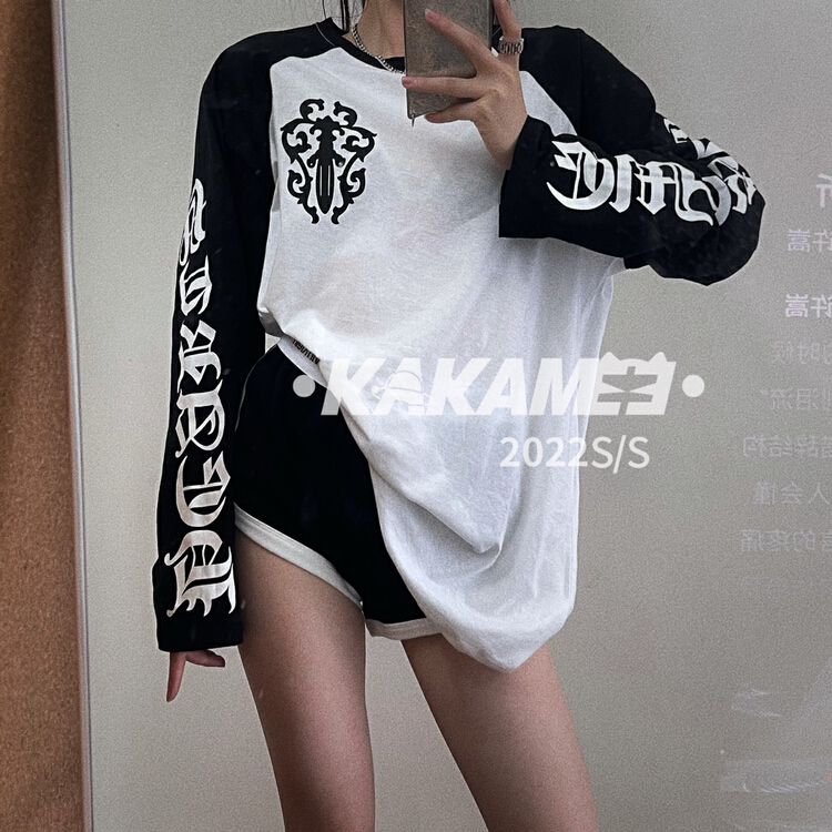 [kakamee] letter raglan sleeve thin sunscreen shirt s390# LSL