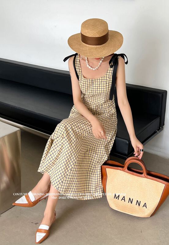 [tabmini] Korean suspender Plaid Dress x19251# WPL