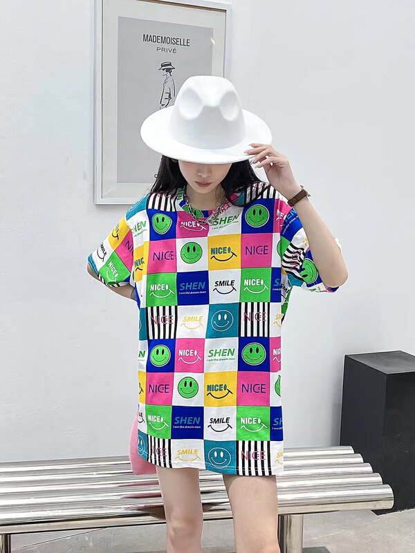 [wlady] Korean version of xiaozhongchao brand smiling face short sleeve T-shirt (T-shirt only) a355# WTT