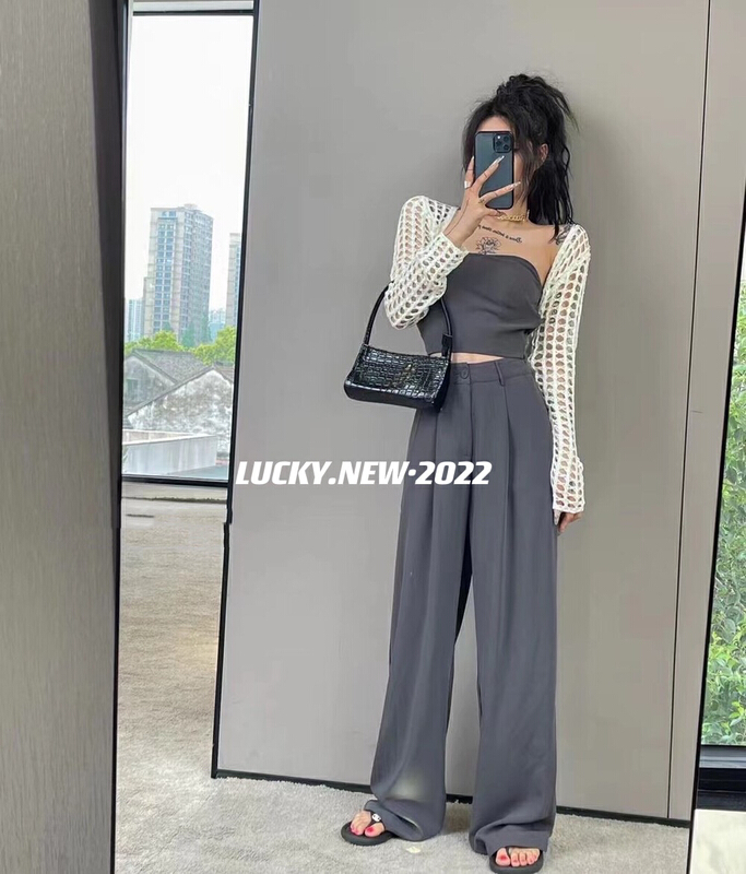[lucky] sexy bra top Vest + high waist slim casual trousers suit 8783-1# zxx