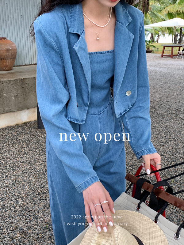 New year in early spring! [new open] temperament small short skinny long sleeved denim jacket fw22131# zxl