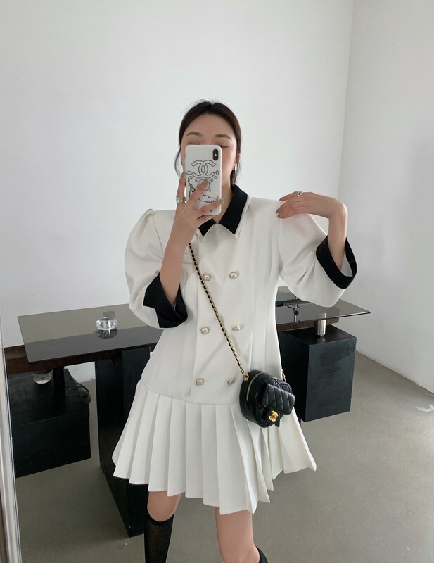 goods in stock! New year in early spring! [Penny vogue] color blocking fashion retro western dress 65316# LSL