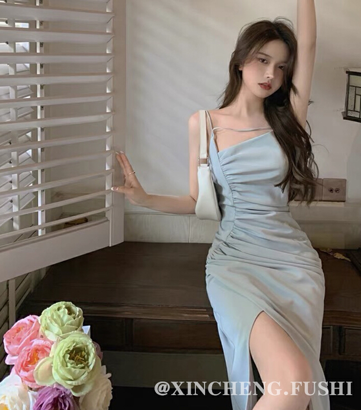 [Xinsheng] sexy temperament waist fold pure desire suspender dress 5212# PCZ