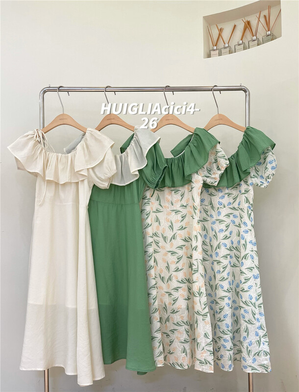 [huiglia clcl] one shoulder fresh Ruffle Dress ys1-8025# zjy