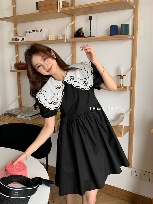 Buyer recommendation! [t.bear] Korean style large lapel bubble sleeve temperament dress 28716# zxx