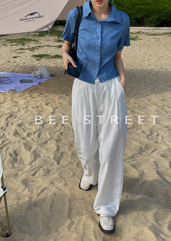 New year in early spring! [bee Street] Korean short sleeve button up blouse n9059# lwy
