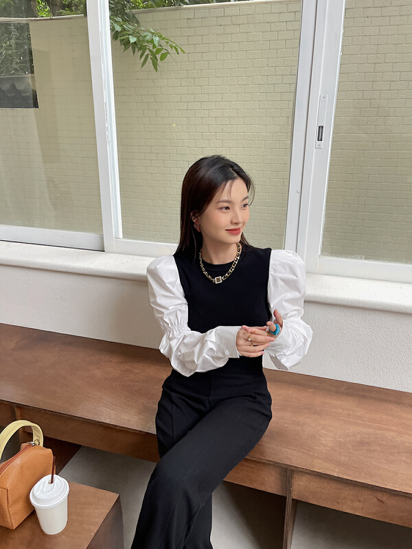 New year in early spring! [DS] simple crew neck color blocking sweater 51813# XYJ