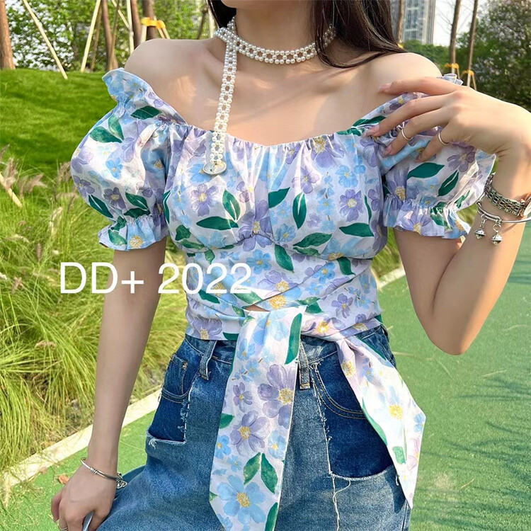New in early summer! [DD +] fashionable floral shoulder shirt 228072# XJ