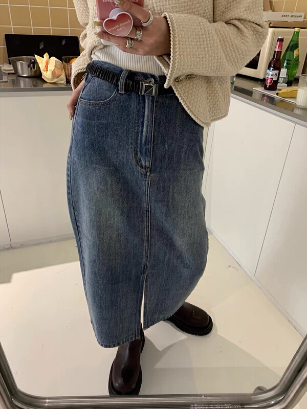 [are studio] Korean split design denim skirt 8033# YYW
