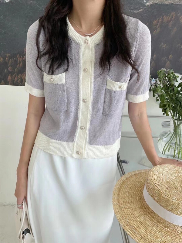[tab CP] xiaoxiangfeng color contrast pocket sweater 7762# zxx