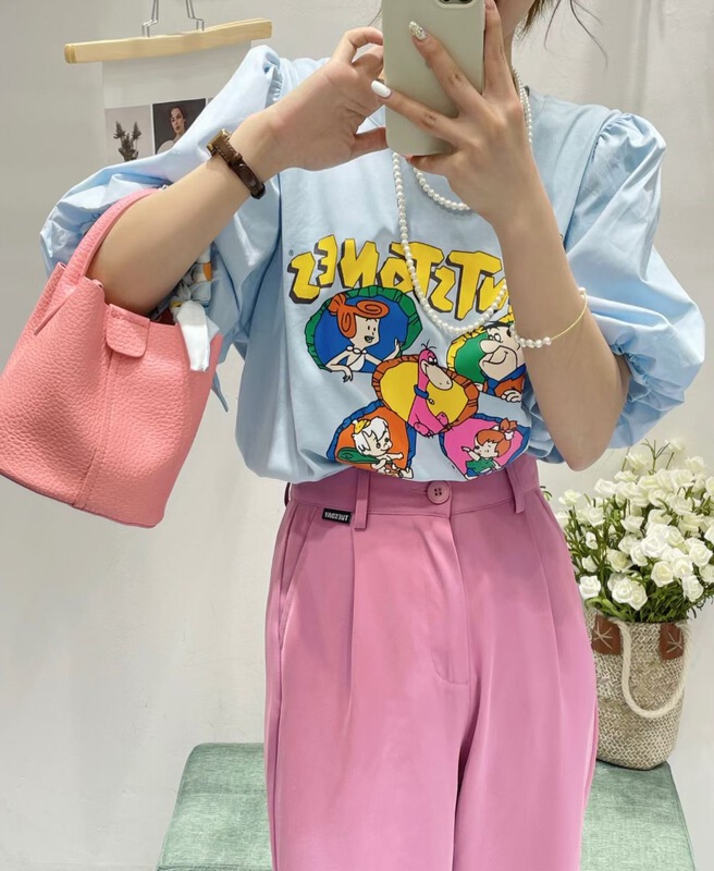 [ya. Mei] Korean pattern versatile short sleeve T-shirt (T-shirt only) 8932# ll
