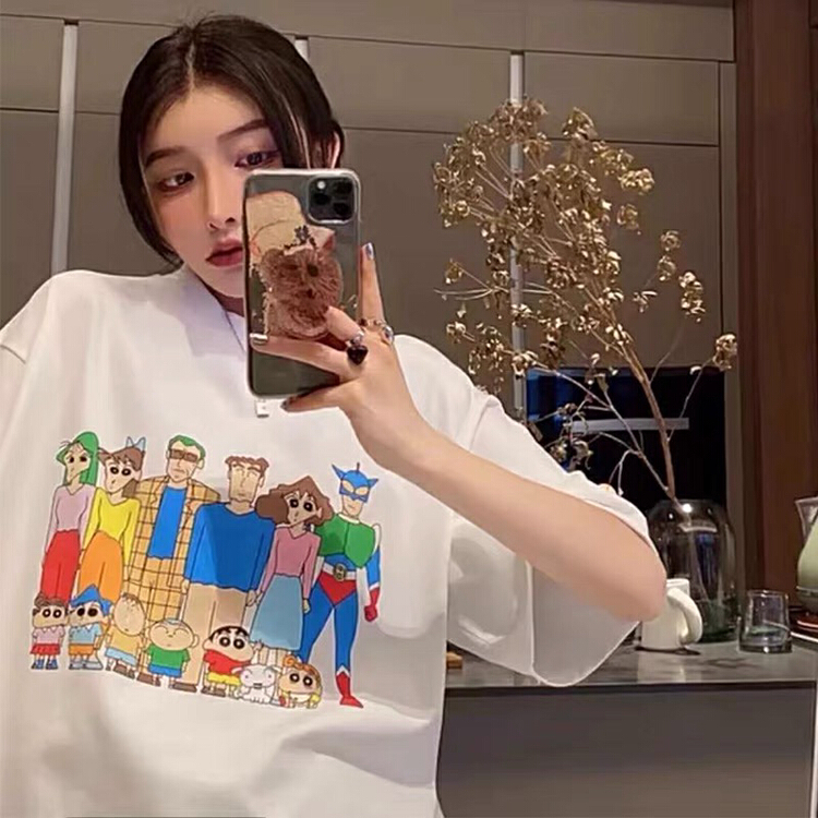 New year in early spring! [miss Xixi] Korean cartoon printing crayon Xiaoxin short sleeve T-shirt 180-1# L