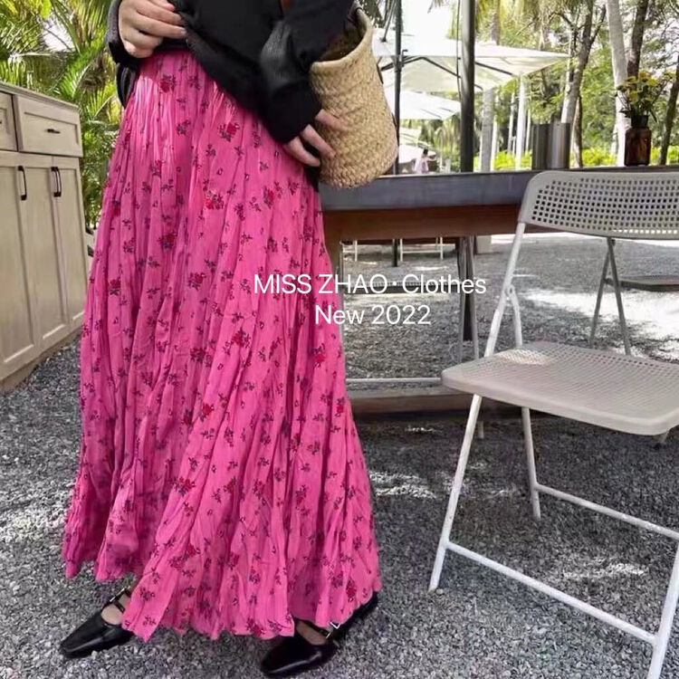 goods in stock! New in early summer! [misszhao] Korean version chic elastic waist sweet floral skirt 1353# HBx
