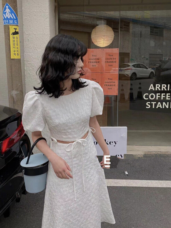 goods in stock! New in early summer! [RM. HH] fashion blouse + mid length skirt two piece suit (excluding matching) 8086# PCZ