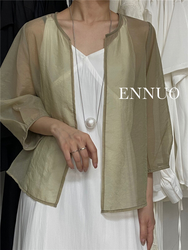 【ENNUO】簡約休閒百搭雪紡防曬衫  1350#  L