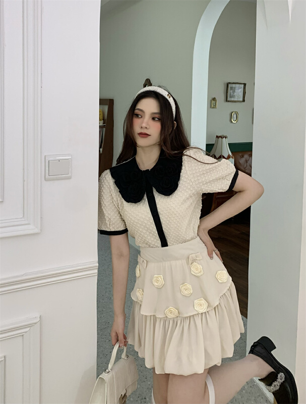 [rich people] French celebrity style baby collar shirt 1137\pcz