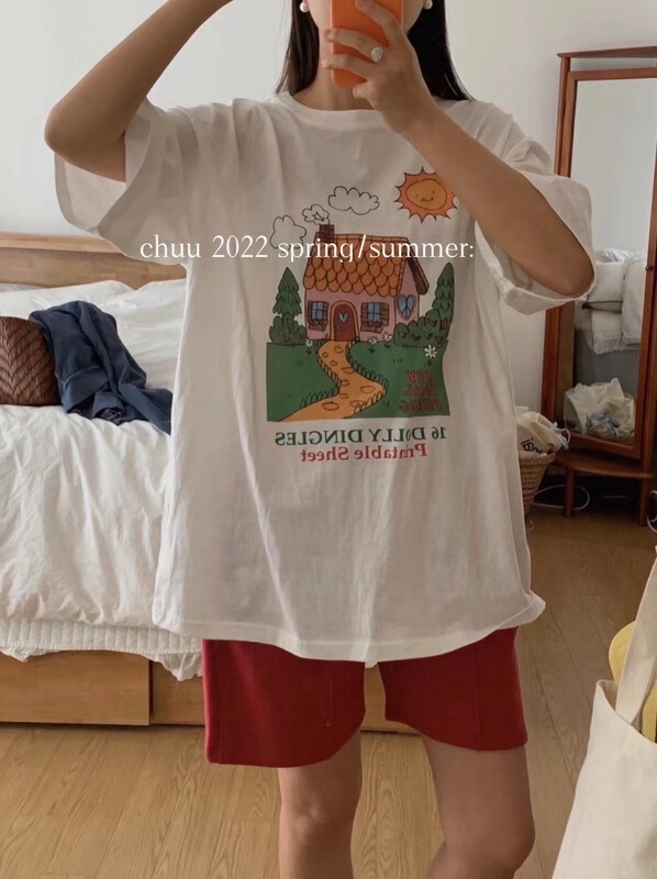 [chuu] Korean version simple casual versatile short sleeve T-shirt 61192# HBx