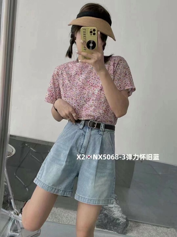 Live 52! [x2 square] Korean high waist comfortable denim shorts (with belt) ys1-5068# ll
