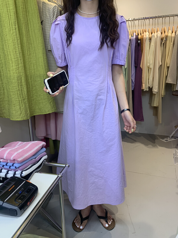 New in early summer! [cepar] Korean round neck bubble sleeve waist dress 7157# LSW