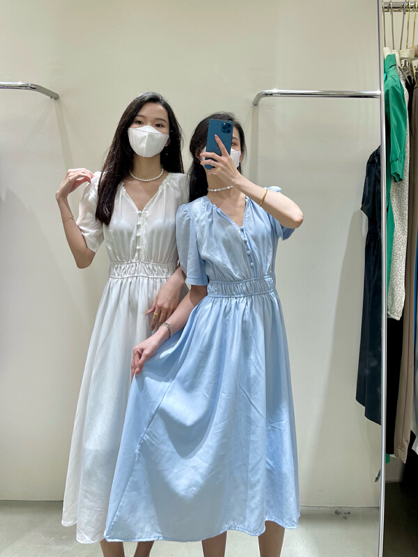 New in early summer! 【5】 Korean versatile fashion V-neck dress 6608-1# L