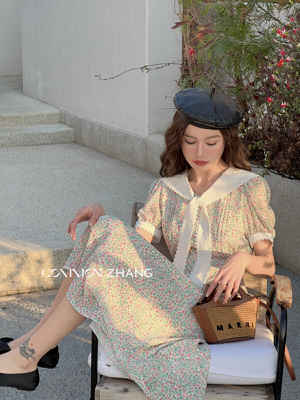 [CZ Zhang] Korean fresh floral short sleeved dress 62242# XYJ