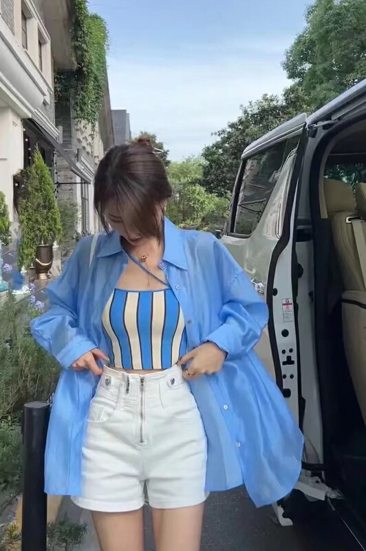 [bubble] fashion temperament slit shirt 22c009# ozq