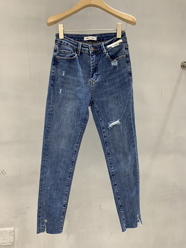 [rj1980] Korean fashion pierced small leg jeans 80088# zyh