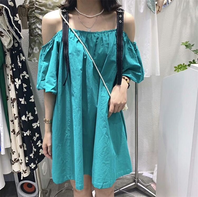 [thank. Ou] Korean loose and thin off shoulder dress 9950# CLS