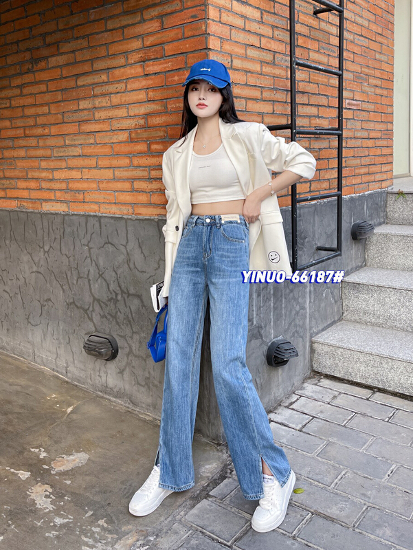 [Yinuo Yinuo jeans] straight loose wide leg jeans yn66187# ZSY