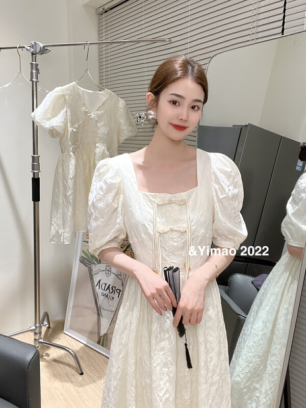 New in early summer! [Feimao (Yimao)] Korean solid color Pleated Dress ym-7410# LSL