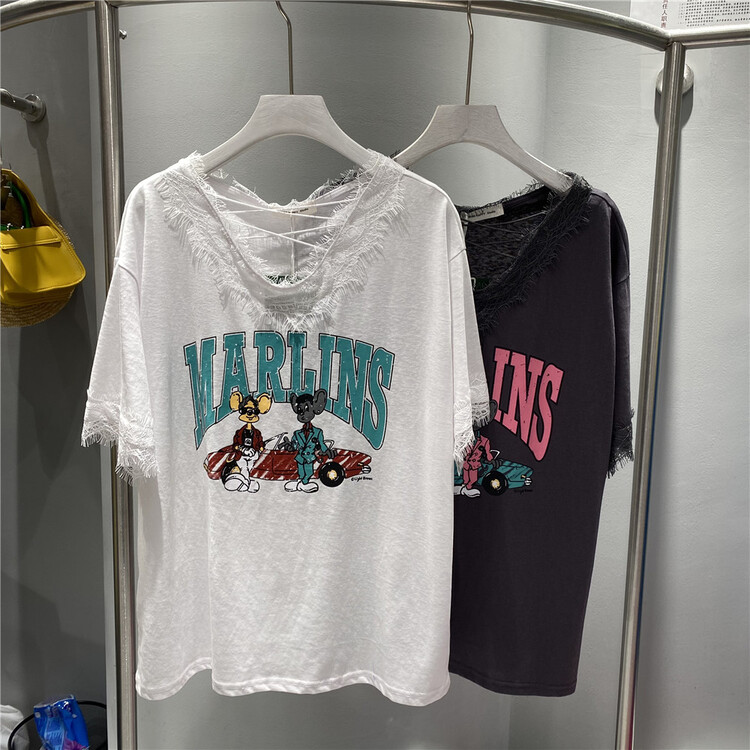 [miss happy] Korean fashion design printed short sleeve T-shirt 6212# WPL