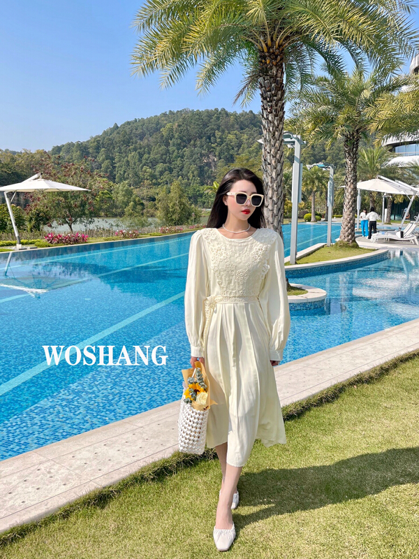 早春上新!【WOSHANG沃尚】復古蕾絲馬甲連衣裙(配馬甲)  1155#  XYJ