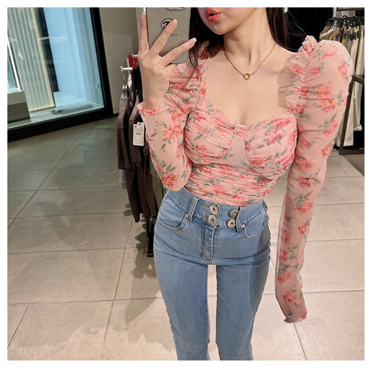 New in early summer! [d.ffstudio] Floral Chiffon pullover 901# WTT