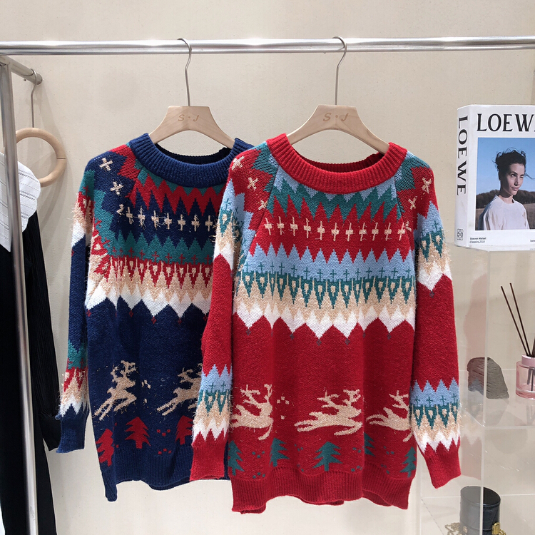 [S.J] personalized pattern medium length Raglan warm sweater ys9623# LSW