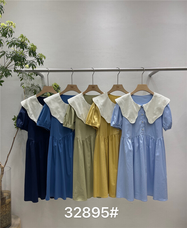 [woo woo shop] baby collar crimp short sleeve dress 32895# WPL