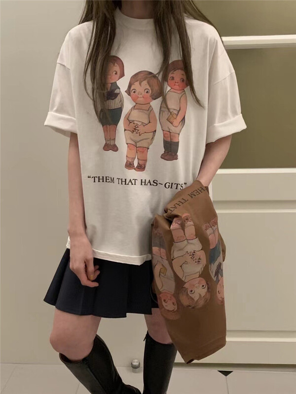 [h2-studio] casual print temperament versatile short sleeve T-shirt a697# HBx