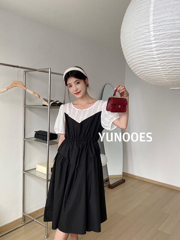 New in early summer! [yunooes] Korean waist closing stitching dress 8037# LSL
