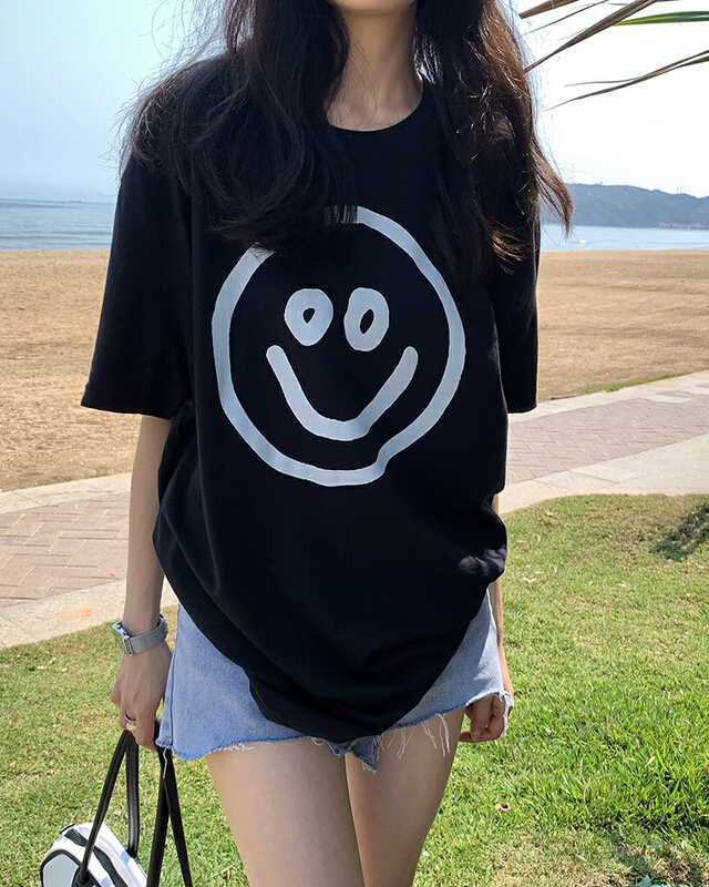 [Dake home] Korean smiley face loose short sleeve T-shirt 5134# ZSY