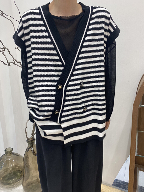 goods in stock! New year in early spring! [Bu class] Korean striped knitted vest 14158# zxl