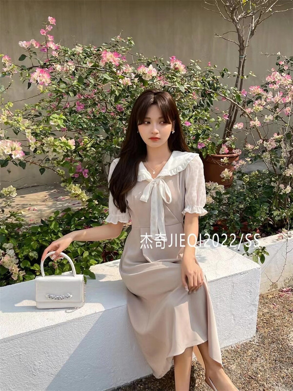 goods in stock! New in early summer! [Jieqi] Korean doll neck bubble sleeve lady dress 3082# zxx