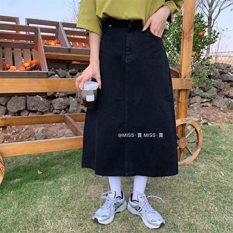 New year in early spring! [Miss Jia] small simple solid color denim skirt 865# XYY