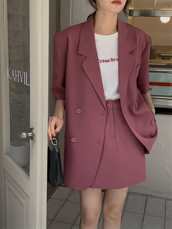 [about me] fashionable split shoulder double breasted suit 211021# cqw