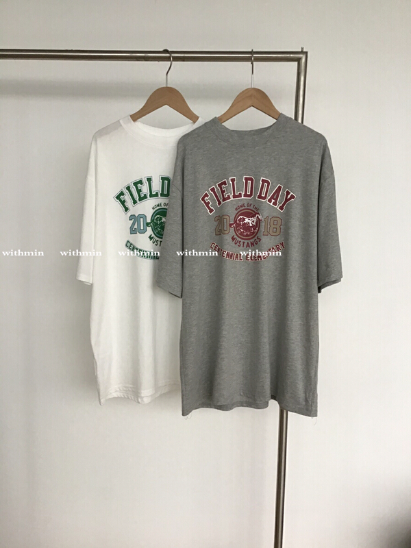 [withmin] Korean crew neck print loose short sleeve T-shirt 8342# WTT