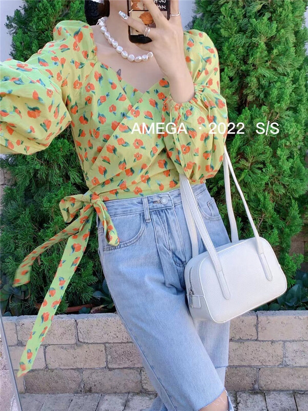 [amega] sweet age reducing floral blouse ys1-6733# HBx