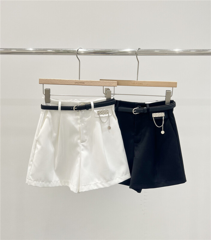 [Shufeng] Korean high waist design, versatile casual shorts (with belt) 5998# LSL