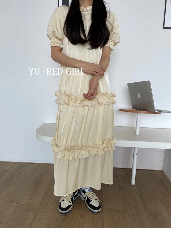 早春上新!【紅妞妞】韓系溫柔風純色連衣裙  9557#  XYY