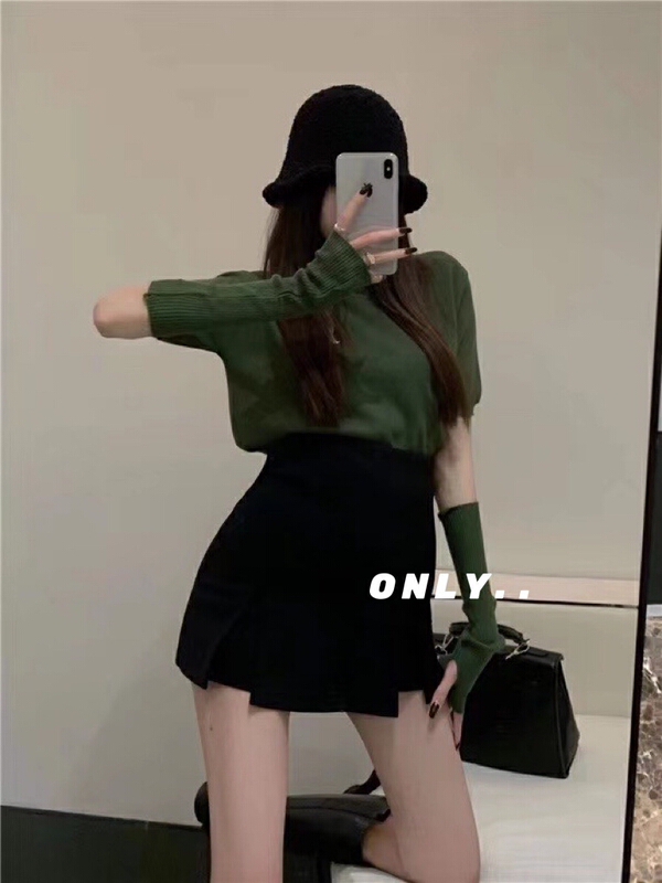 [only] simple solid color versatile slim skirt pants 20006# JJ