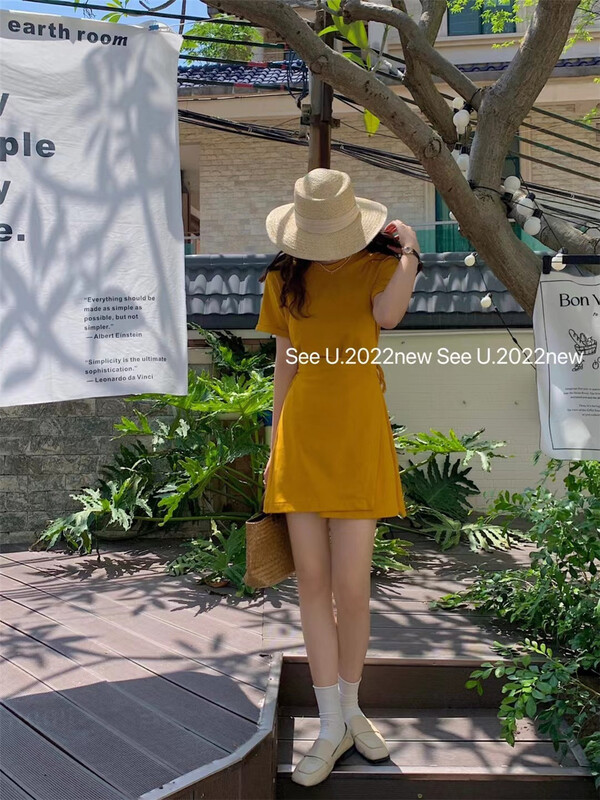 In early summer! [see u] little woman one piece back drawstring dress 9166\xyy